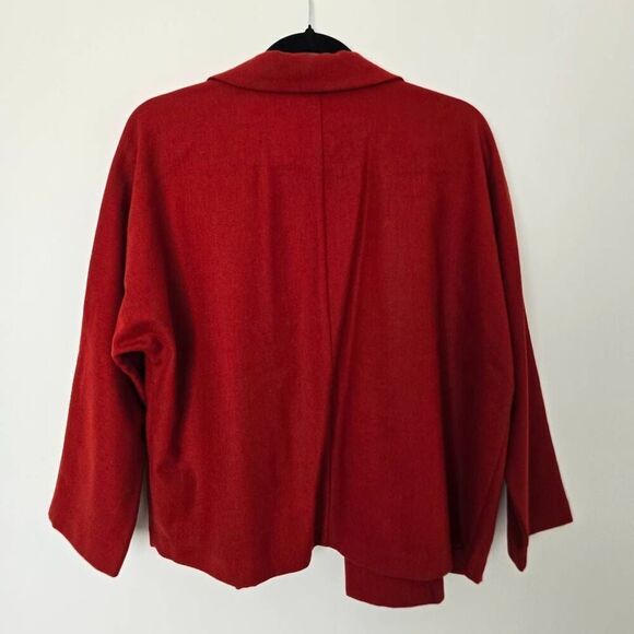 Eileen Fisher Blazer Women's Petite Large Red Notch‎ Collared 100% Wool Jacket - Picture 6 of 6